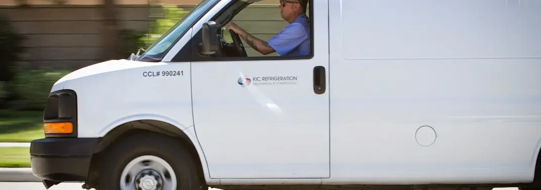 KIC Refrigeration service vehicle serving Mineola area